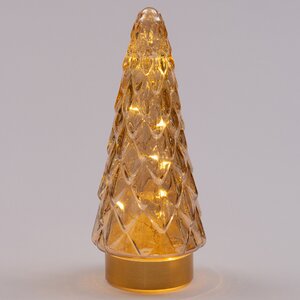 Glazen kerstboompje glas amber - H 24,5 x D 10,5 cm - afbeelding 2