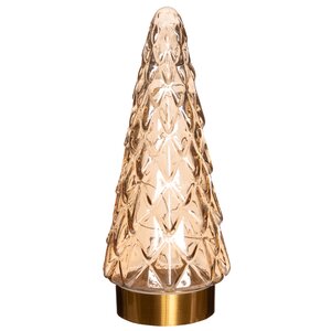 Glazen kerstboompje glas amber - H 24,5 x D 10,5 cm - afbeelding 1