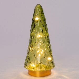 Glazen kerstboompje glas groen - H 24,5 x D 10,5 cm - afbeelding 5