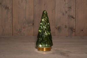 Glazen kerstboompje glas groen - H 24,5 x D 10,5 cm - afbeelding 3