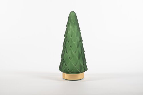 Glazen kerstboompje glas mat groen - H 24,5 x D 10,5 cm - afbeelding 4