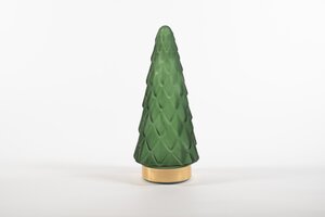 Glazen kerstboompje glas mat groen - H 24,5 x D 10,5 cm - afbeelding 4