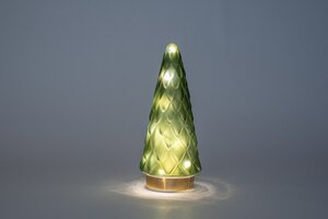 Glazen kerstboompje glas mat groen - H 24,5 x D 10,5 cm - afbeelding 5