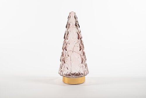 Glazen kerstboompje glas roze - H 24,5 x D 10,5 cm - afbeelding 4