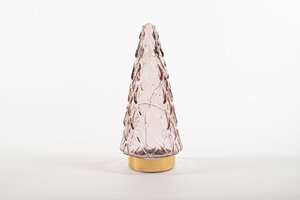 Glazen kerstboompje glas roze - H 24,5 x D 10,5 cm - afbeelding 4