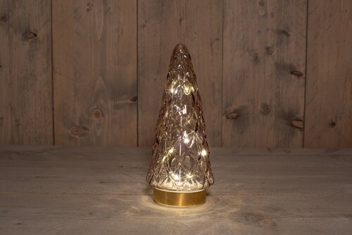 Glazen kerstboompje glas roze - H 24,5 x D 10,5 cm - afbeelding 3