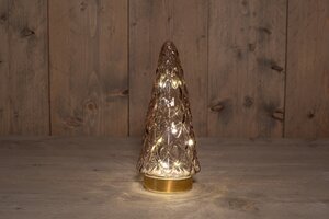 Glazen kerstboompje glas roze - H 24,5 x D 10,5 cm - afbeelding 3