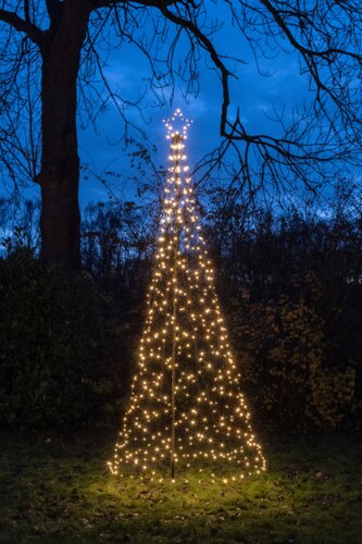 Vlaggenmast kerstboom incl. paal met 480 LED klassiek warm flash - D 100 x H 320 cm - afbeelding 1
