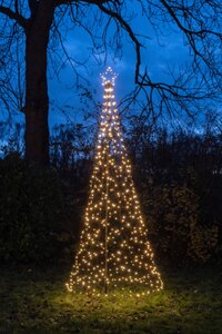 Vlaggenmast kerstboom incl. paal met 480 LED klassiek warm flash - D 100 x H 320 cm - afbeelding 1