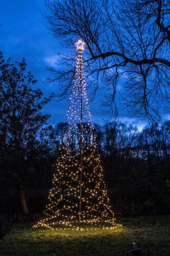 Vlaggenmast kerstboom incl. paal met 836 LED klassiek warm flash - D 160 x H 500 cm - afbeelding 1