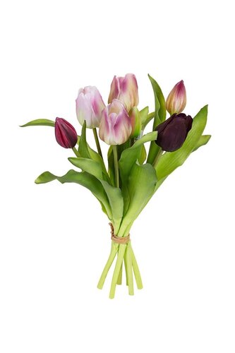 Bosje kunsttulpen lila/paars mix - H 30 cm