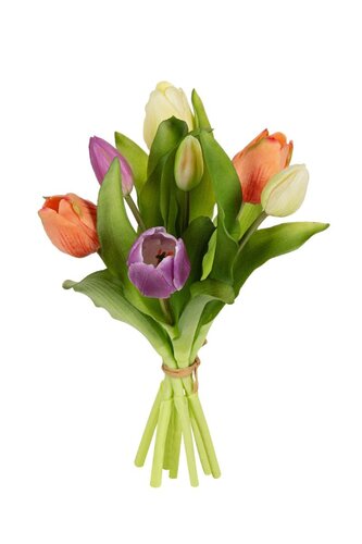 Bosje kunsttulpen paars/zalm mix - H 30 cm