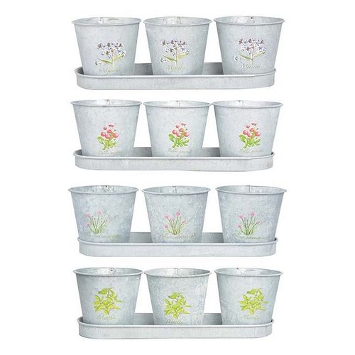 Botanicae 3 pot op tray oud zink