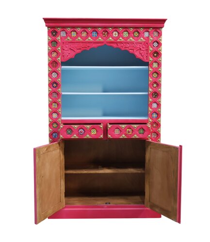 Buffetkast - L120 x D43 x H200cm Fuchsia/Blauw - afbeelding 3