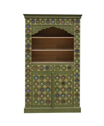 Buffetkast - L120 x D43 x H200cm Olijf/Beige - afbeelding 1