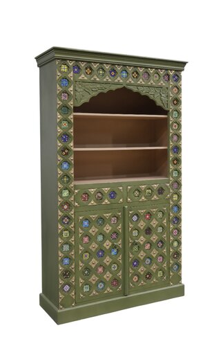 Buffetkast - L120 x D43 x H200cm Olijf/Beige - afbeelding 2