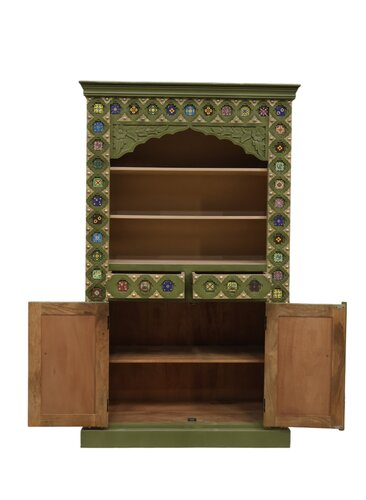 Buffetkast - L120 x D43 x H200cm Olijf/Beige - afbeelding 3