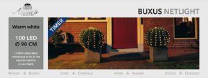 BUXUS NET LIGHTS 100L/Ø90CM LED WARM WIT - 10M AANLOOPSNOER GROEN - BI-BUI TRAFO