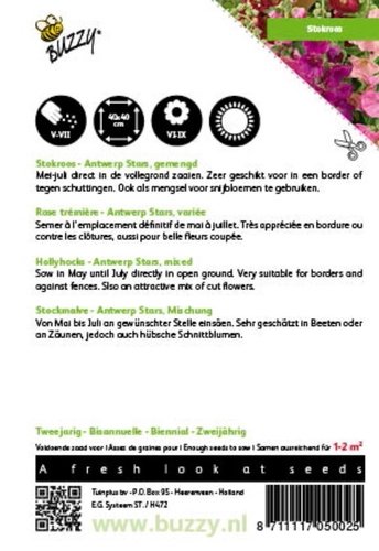 Buzzy® Althaea (Alcea), Stokroos Antwerp Stars mix - afbeelding 2