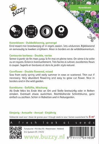 Buzzy® Centaurea, Korenbloem dubbelbloemig gemengd - afbeelding 2