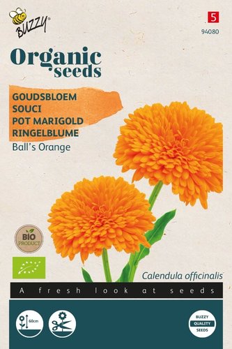 Buzzy® Organic Calendula, Goudsbloem Ball's Orange  (BIO) - afbeelding 1