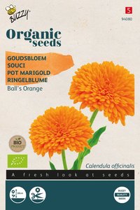 Buzzy® Organic Calendula, Goudsbloem Ball's Orange  (BIO) - afbeelding 1
