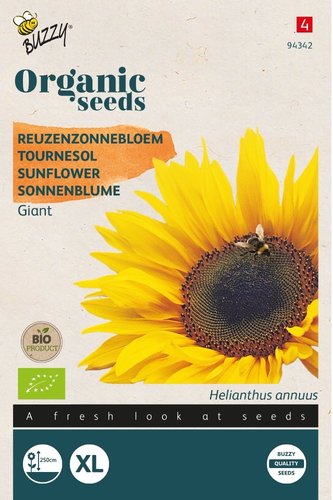 Buzzy® Organic Helianthus, Reuzenzonnebloem giganteus  (BIO) - afbeelding 1