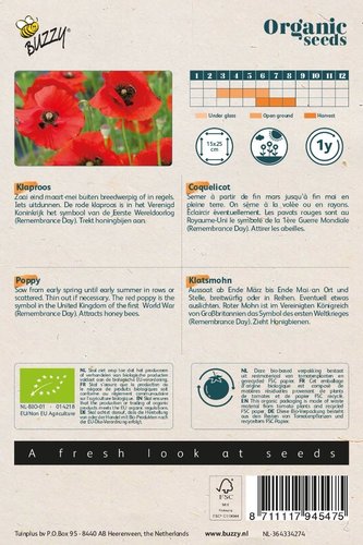 Buzzy® Organic Papaver, Klaproos Rood  (BIO) - afbeelding 2