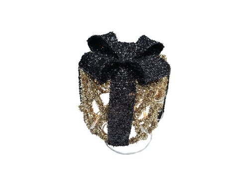 Cadeaudoos LED glitter rond - D15cm Goud/zwart - afbeelding 1