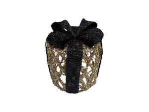 Cadeaudoos LED glitter rond - D20cm Goud/zwart - afbeelding 1