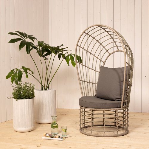 Calvi Tuinstoel Wicker Grijs - 92 x 75 x 151 cm - afbeelding 4