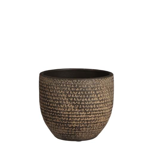 Carrie pot rond bruin - h14xd16cm