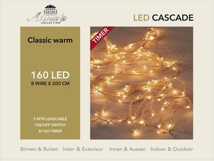 CASCADE VERLICHT JUTE 160L/8X2M LED CLASSIC - 5M AANLOOPSNOER DC 6V-4.8VA IP44 T