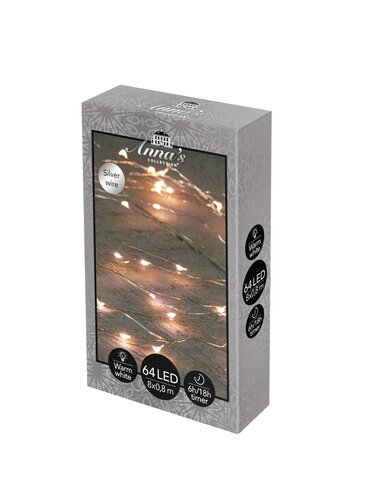Cascadeverlichting 64led zilver ww - afbeelding 1