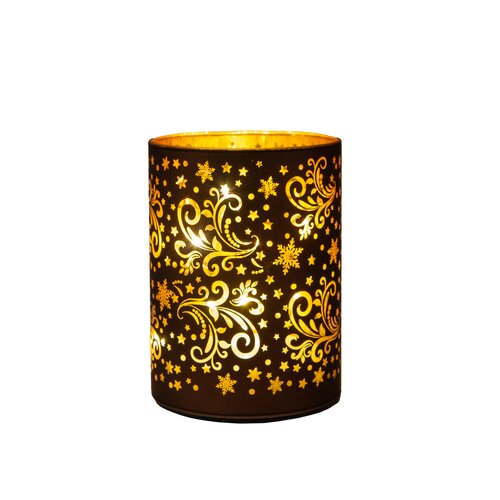 Cylinder glas draaiend 16x9cm choco