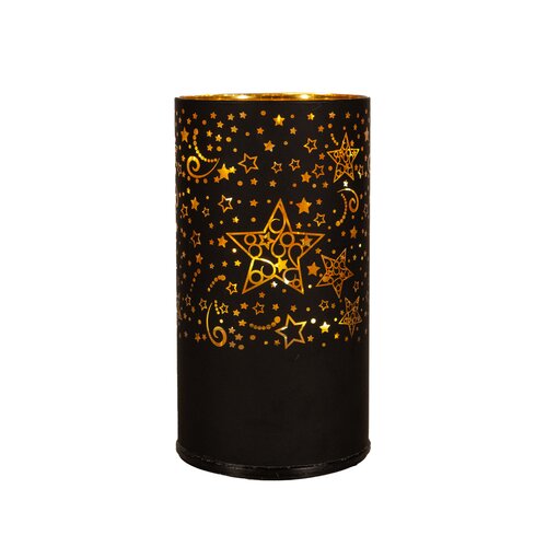 Cylinder glas stars draaiend zwart
