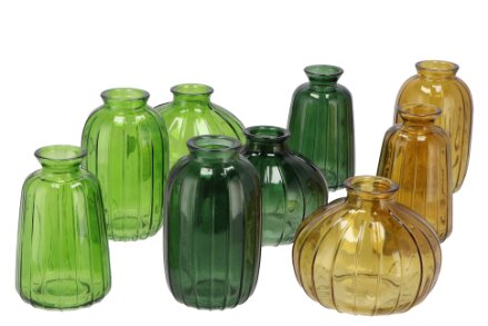 Dayah Forest Green Glass Bottle S/3 7 x 11 cm - afbeelding 1
