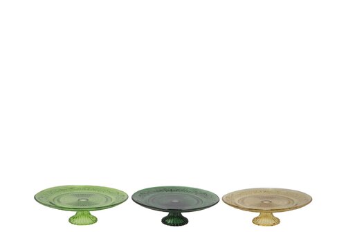 Dayah Forest Green Glass Plate On Foot 15 x 8 cm - afbeelding 1