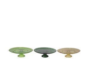 Dayah Forest Green Glass Plate On Foot 15 x 8 cm - afbeelding 1