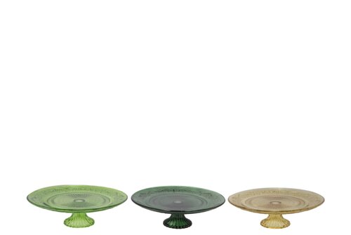 Dayah Forest Green Glass Plate On Foot 20 x 8 cm - afbeelding 1