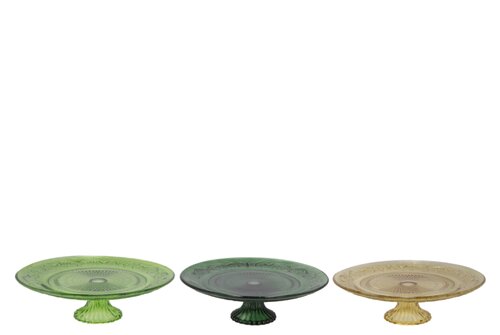 Dayah Forest Green Glass Plate On Foot 25 x 9 cm - afbeelding 1