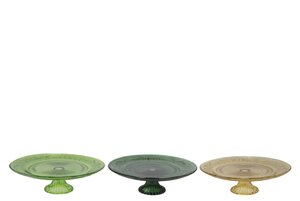 Dayah Forest Green Glass Plate On Foot 25 x 9 cm - afbeelding 1