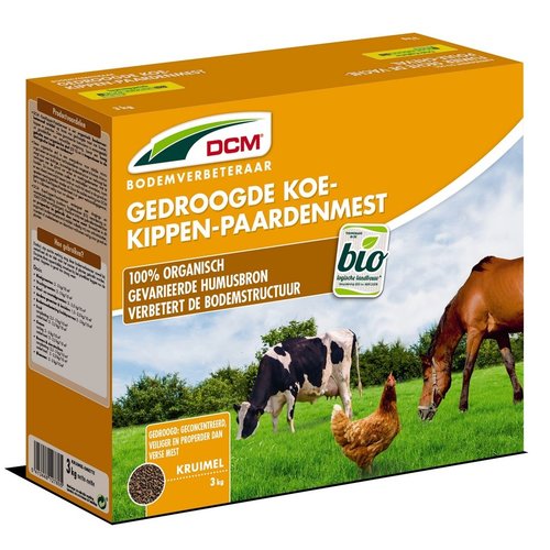 DCM Gedroogde Koe-Kippen-Paardenmest (KR) (3 kg) (SD)