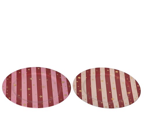 Decobord kunststof - D33cm Roze - 2 Varianten - afbeelding 1