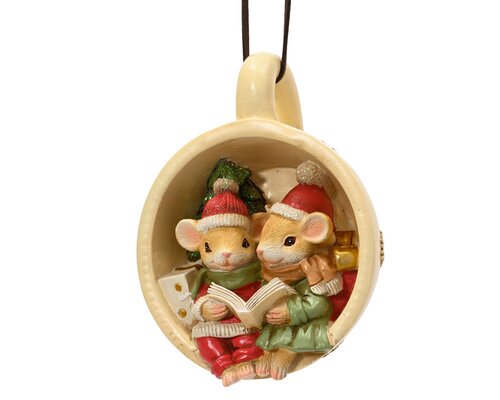 Decoratiefiguur muis - L7xB9,5xH12,5cm Crème - afbeelding 1
