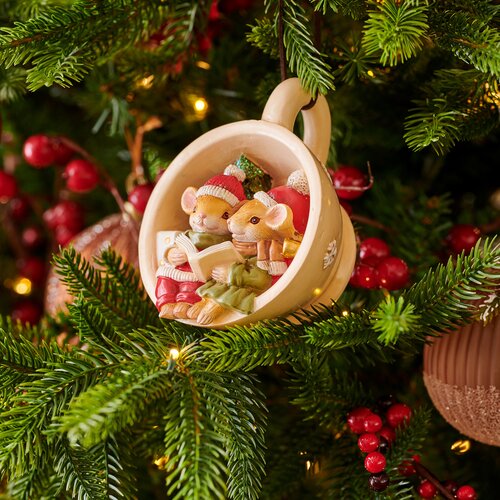 Decoratiefiguur muis - L7xB9,5xH12,5cm Crème - afbeelding 2