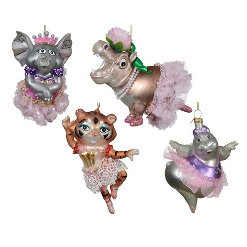 Decoris ballerina dier hanger glas assortie - L 9,8 x B 4,9 x H 13,7 cm