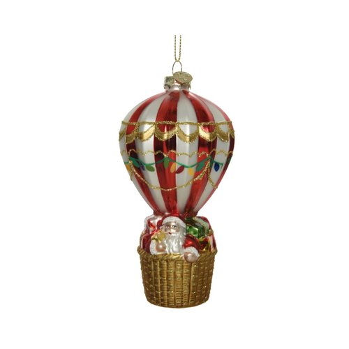Decoris Ballon glas glitter,gifts - Kerstrood/kleur(en)