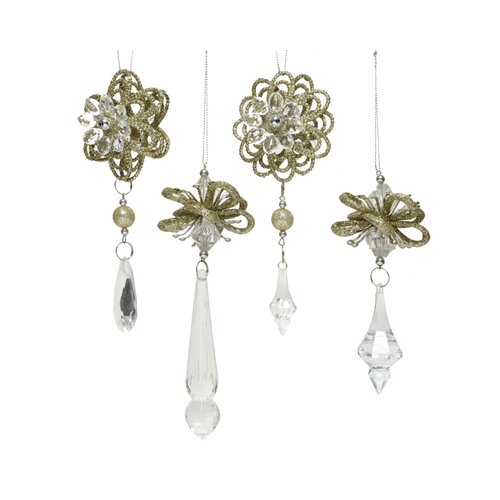 Decoris Bloem plastic w diamond  goud - L 4 x B 7,5 x H 14,5 cm