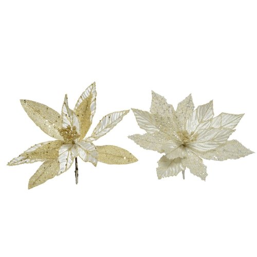 Decoris Bloem polyester 2ass - ivoor/Goud